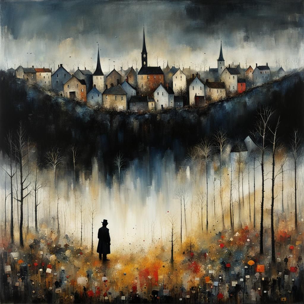 Charming Little Town Inspired by Folk and Textured Art