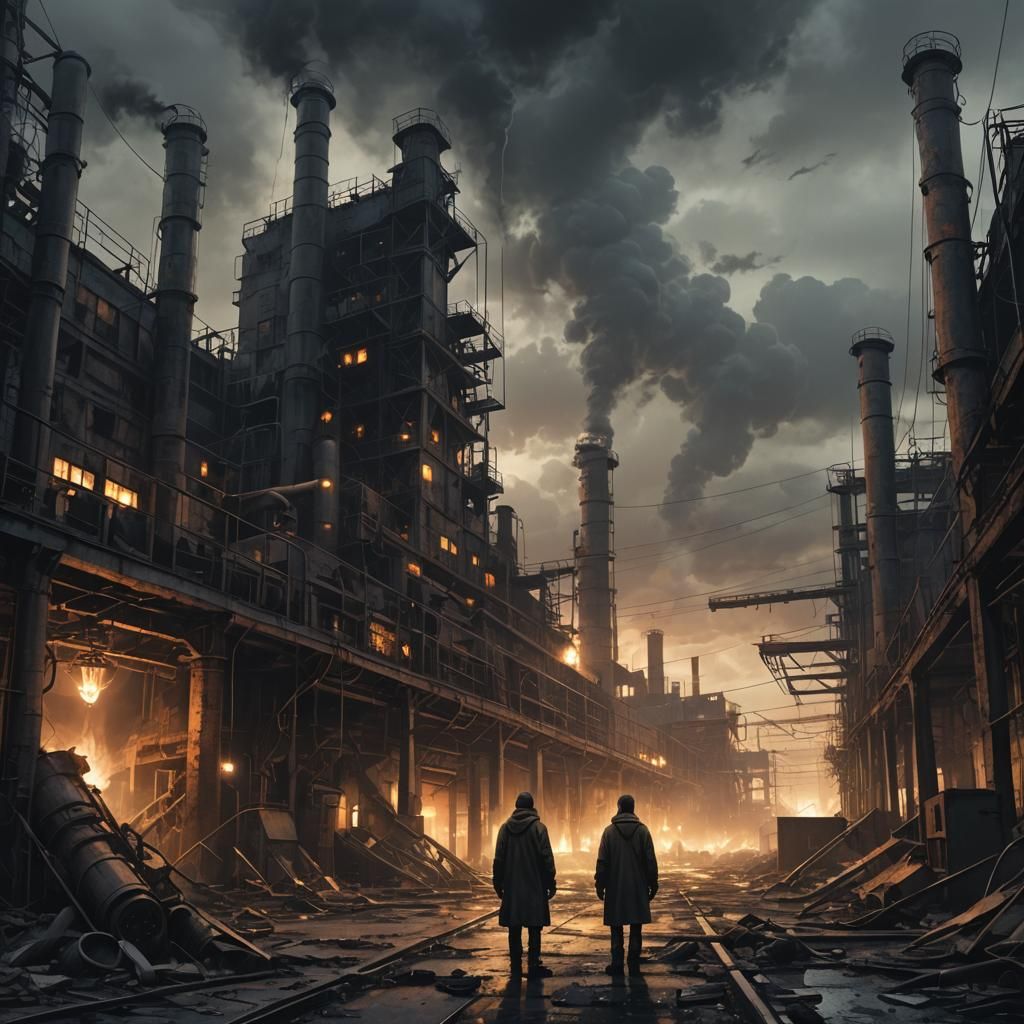 Dystopian Industrial Landscape Concept Art