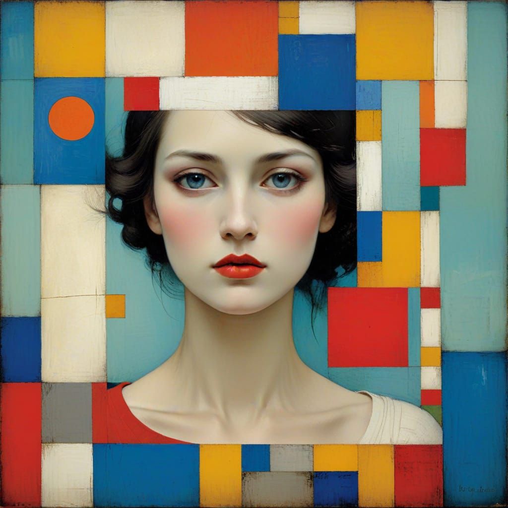 Mediterranean Coastal Scene Abstract Surreal Oil Painting