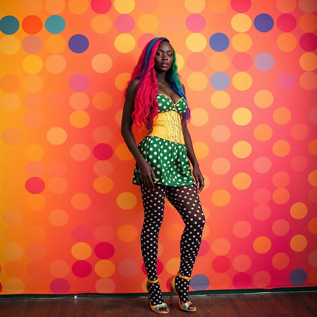 Rainbow Fashion Portrait in Digital Art Style