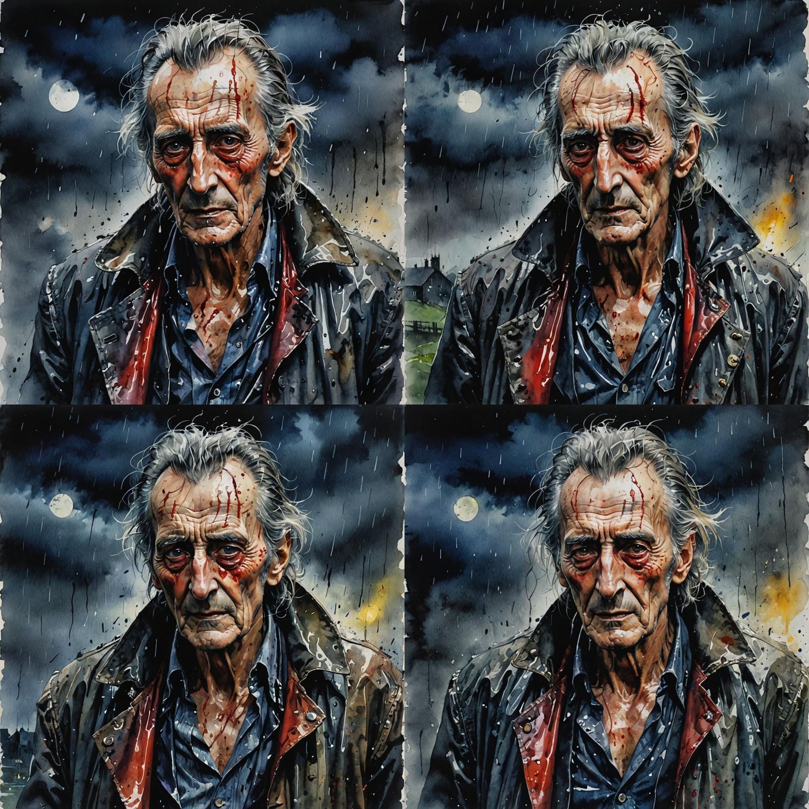 Stormy Night: Watercolour of a Blind Beggar