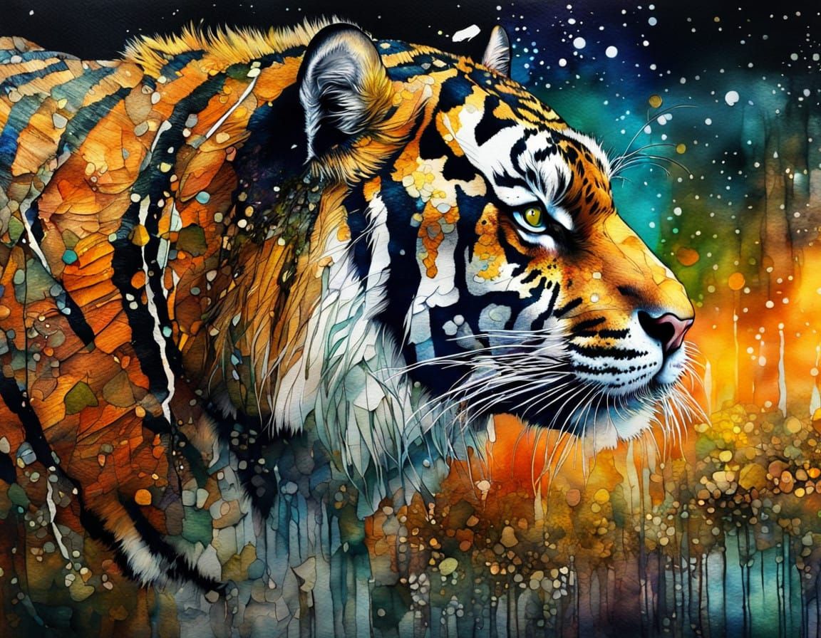 Surreal Nighttime Encounter in Triadic Cinematic Colors