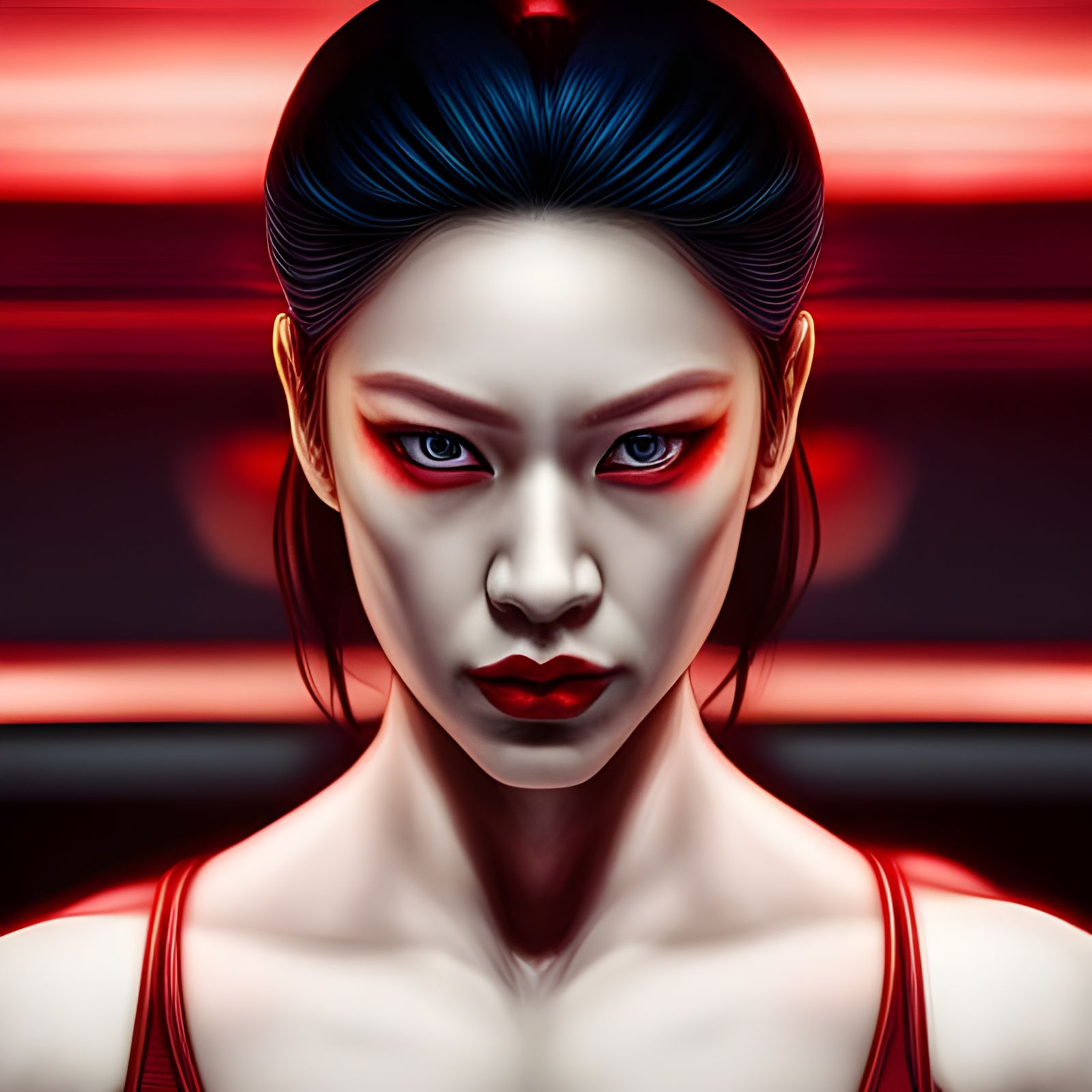 Hyperrealistic Japanese Wrestler in Synthwave Style