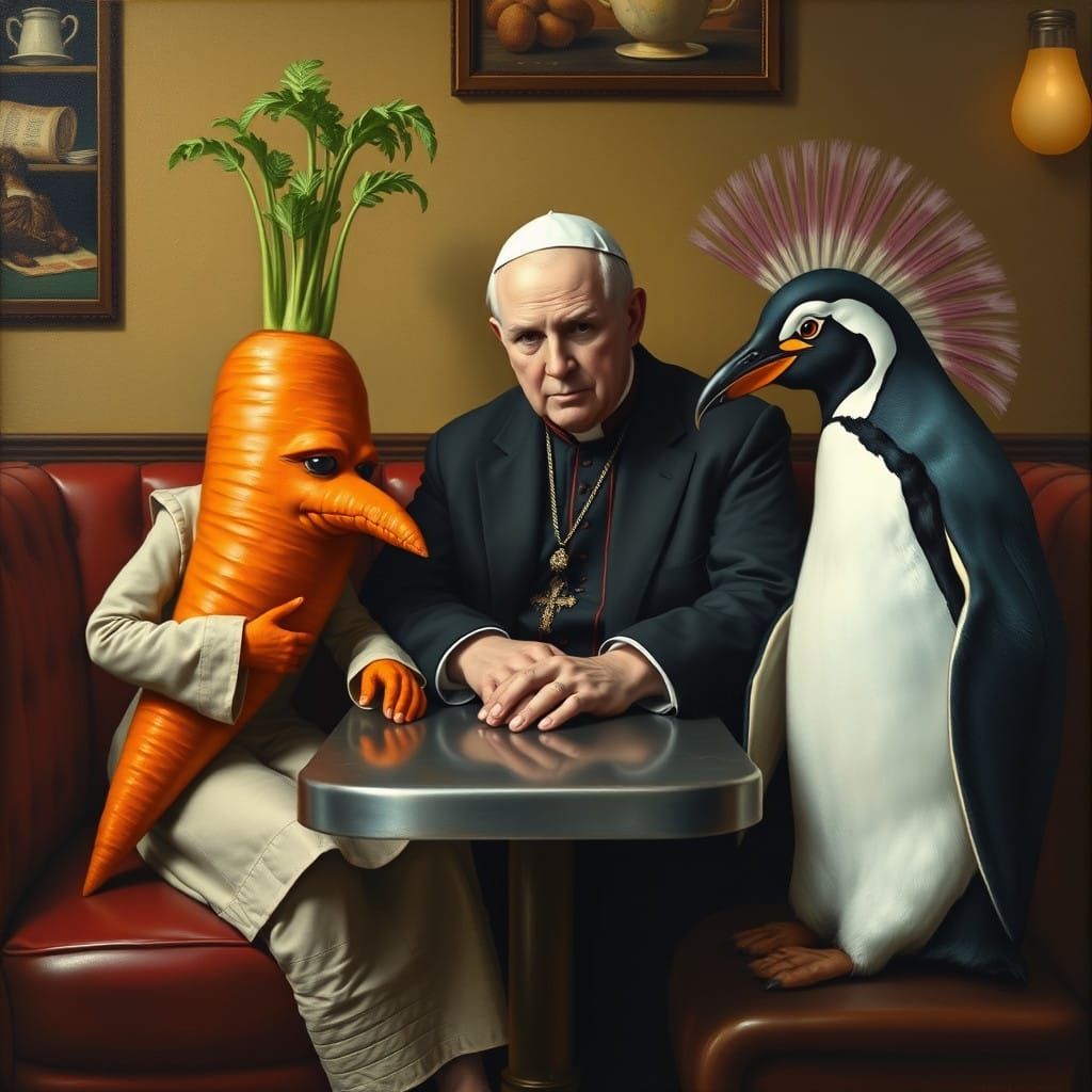 Vibrant Renaissance Scene of a Carrot, the Pope, and a Punk ...