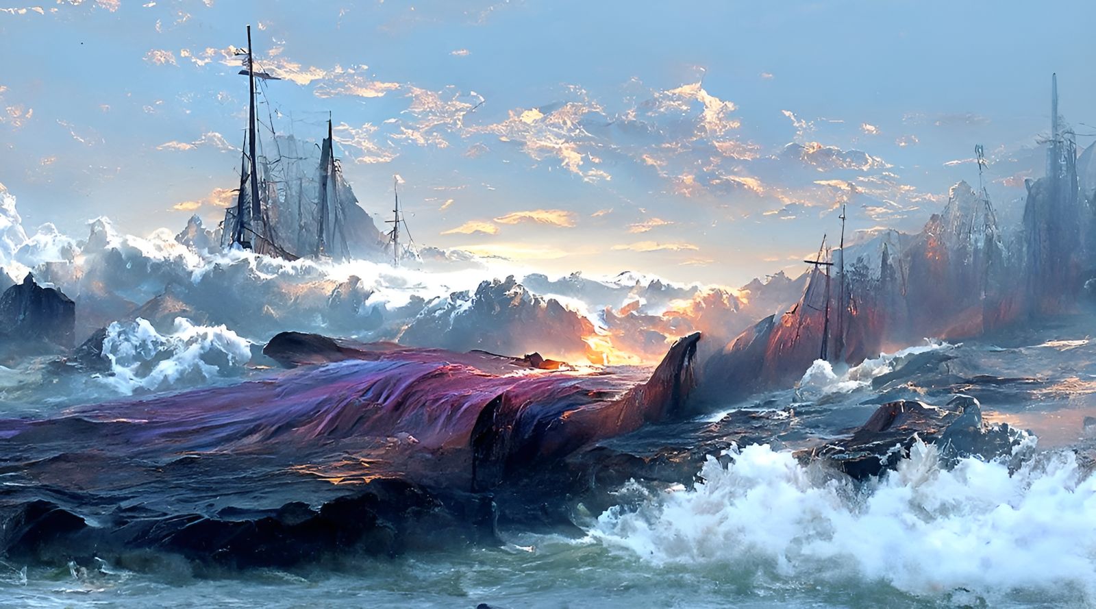 Stormy Seas: Whale Encounter in Romanticism Style