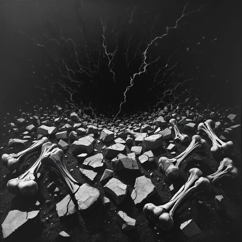 Shattered Words Form Broken Bones in Stark Expressionist Sty...