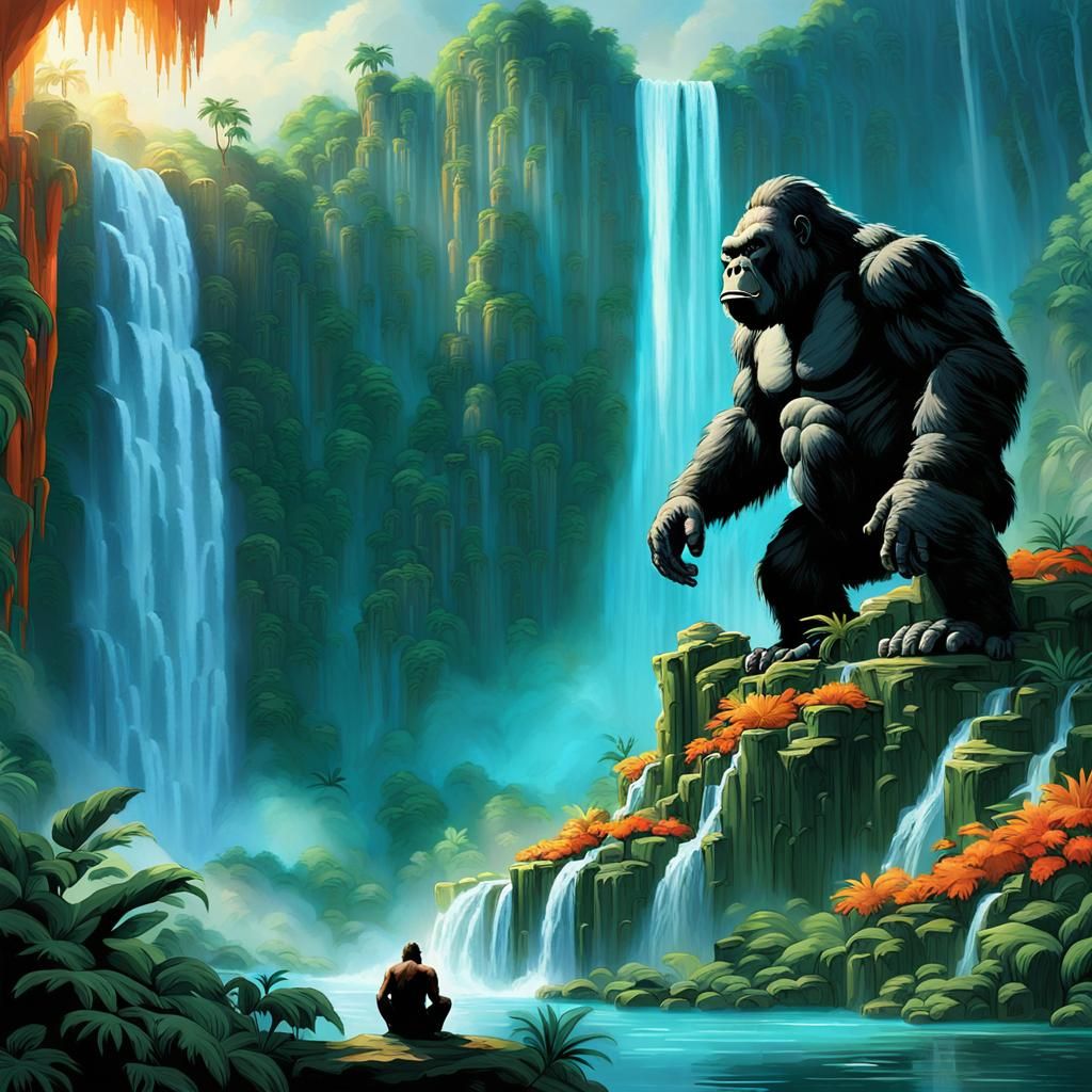 King Kong Under Waterfall: Concept Art