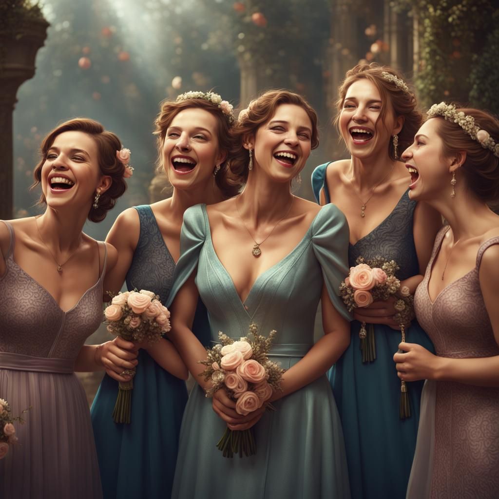 Bridesmaids Gossiping in a Fantasy Landscape