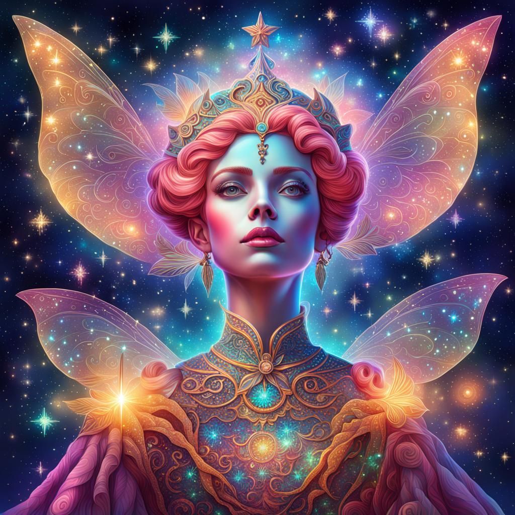Sparkly Fairy Godmother in Cosmic Mixed Media