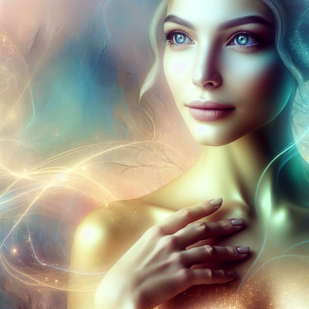 Elegant Woman with Mystic Charm and Gentle Aura