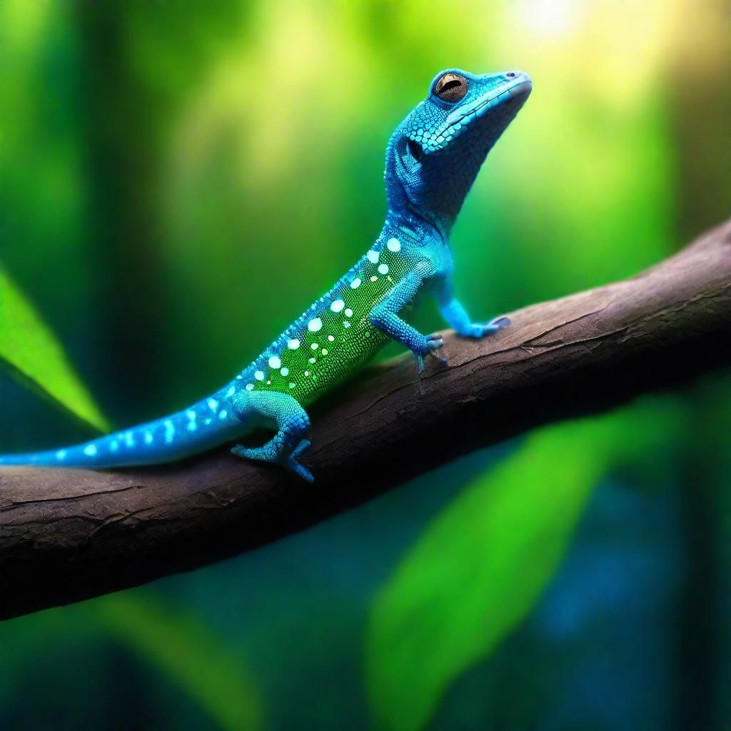 Gecko Gazing at Glowing Leaf: Concept Art