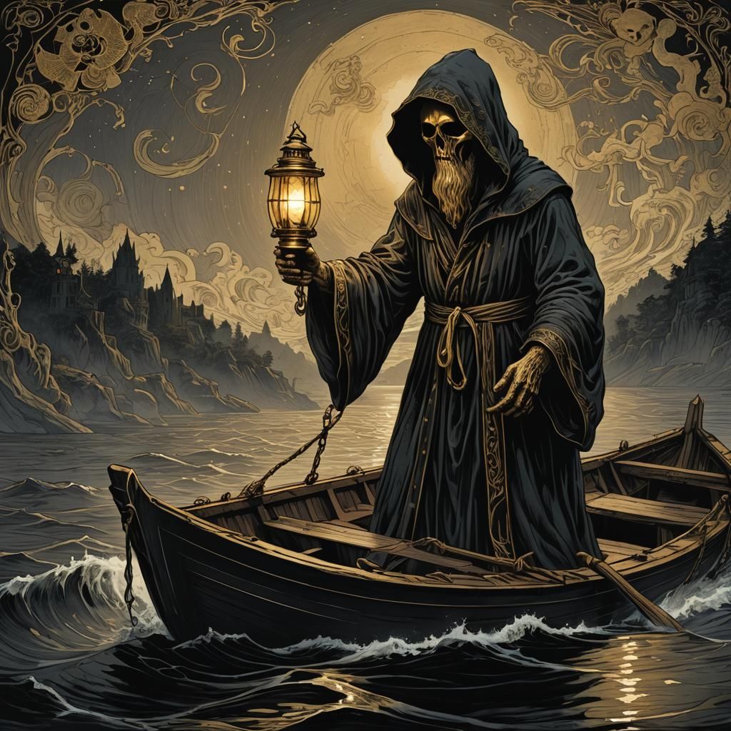 Charon on the River Styx as Impasto Painting