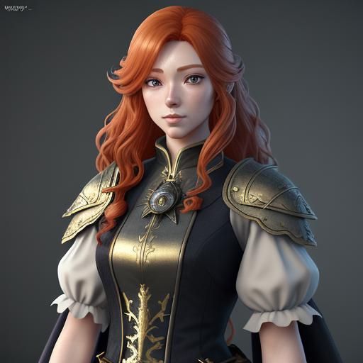 Aristocratic Ginger-Haired Fantasy Mage in Anime Style