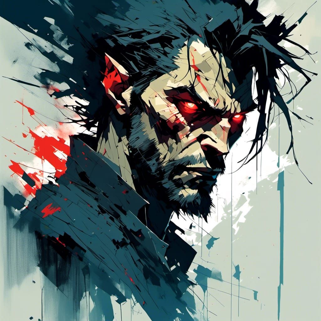 Sinister Man Portrait in Chiaroscuro Style