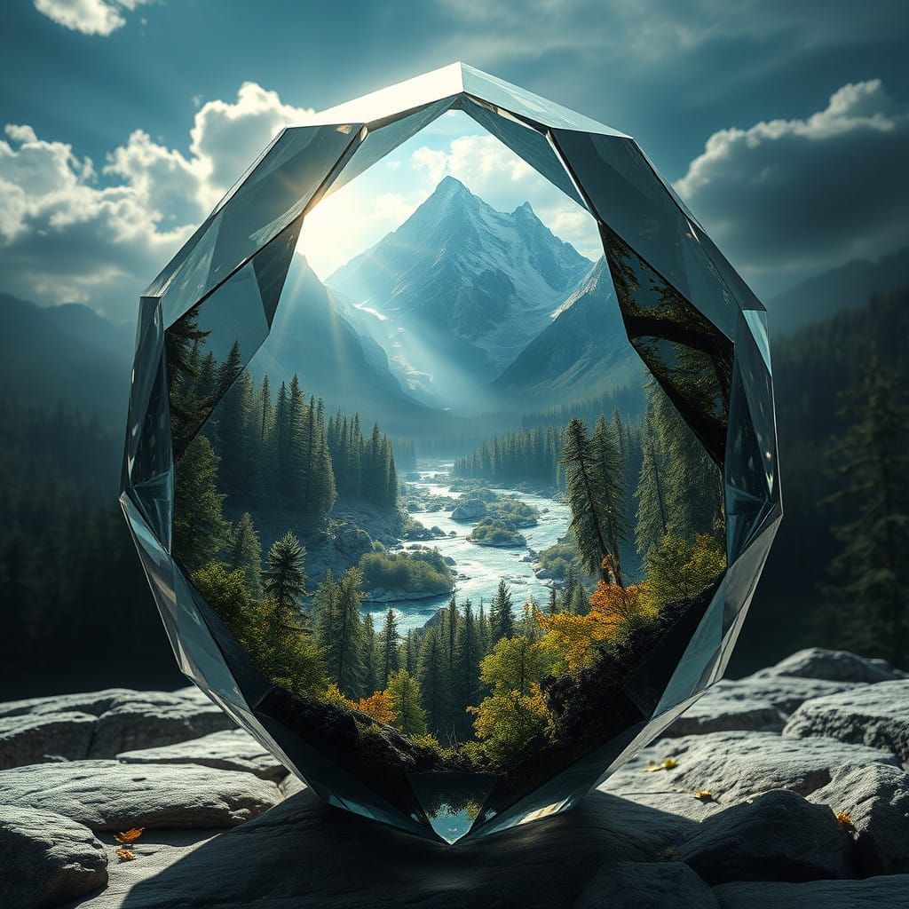 Epic Crystal Landscape Reveals Majestic Mountain Scene