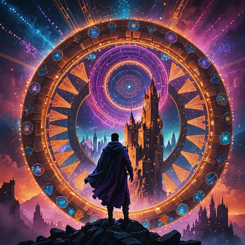 Dramatic Nighttime Fantasy Cityscape in Digital Painting Sty...