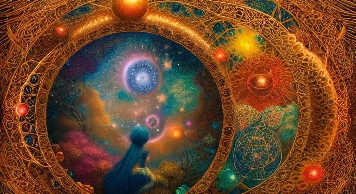 Embracing the Universe: A Fairytale Artwork