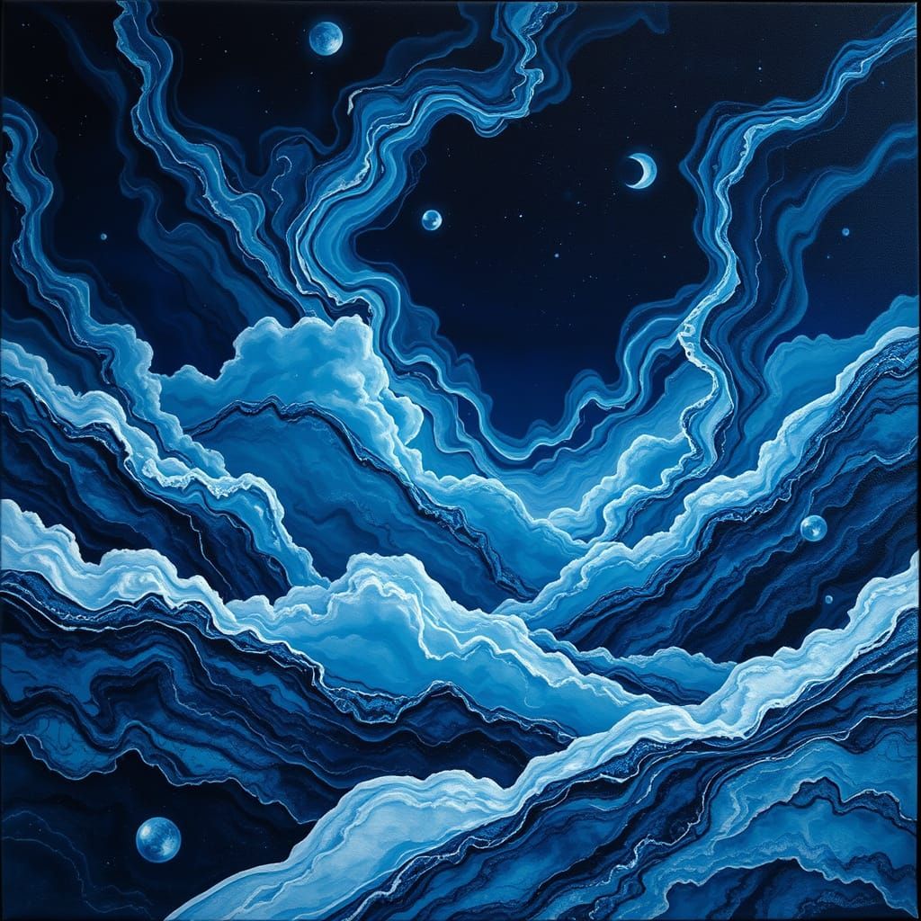 Surreal Sapphire Smoke Landscape with Texture