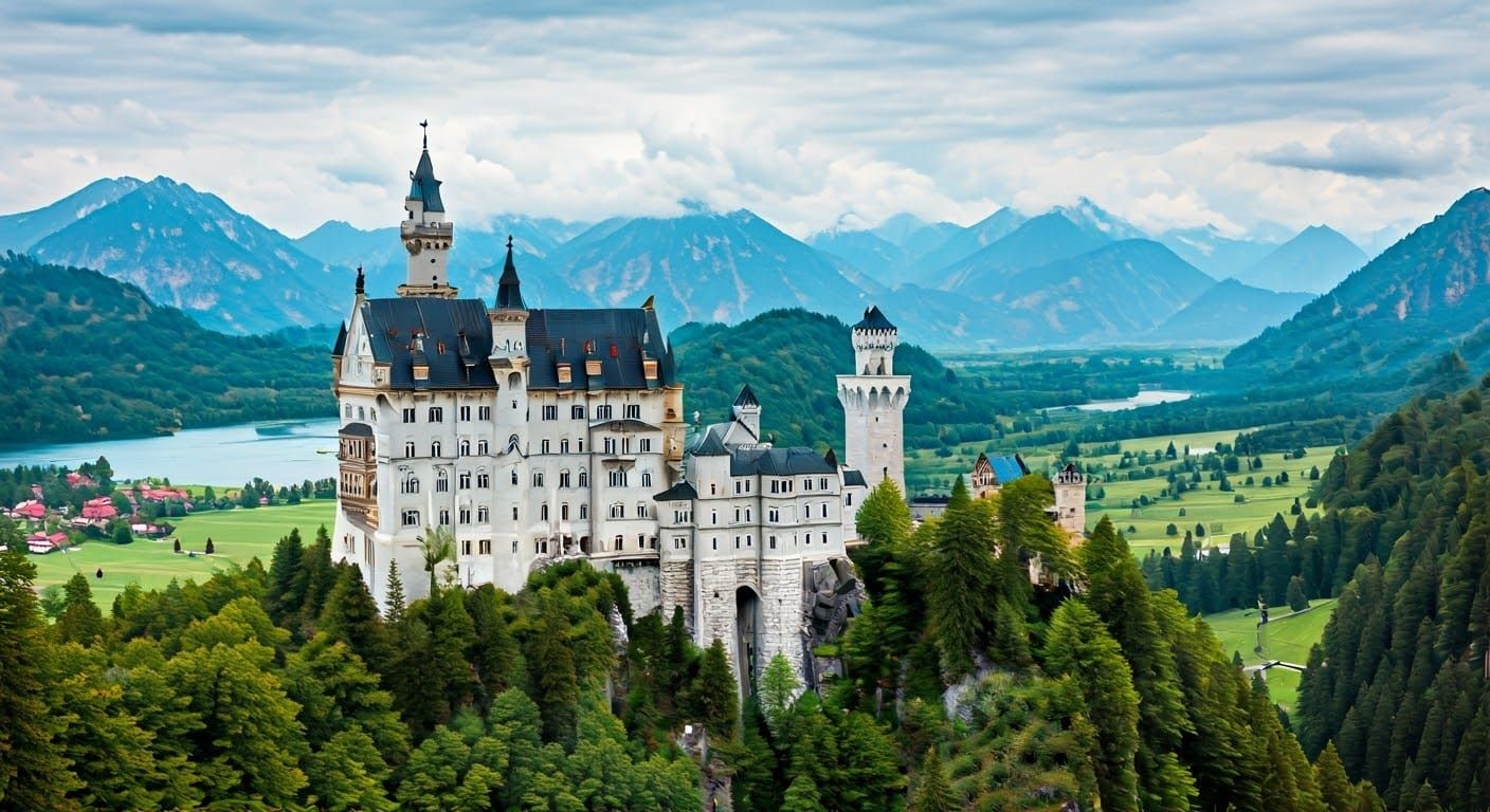 Ethereal Neuschwanstein Castle in Bavarian Alps