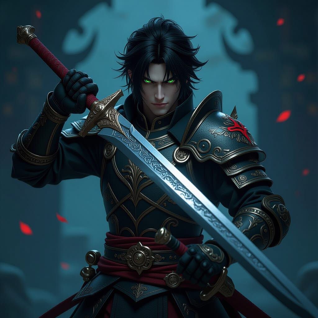 Demon Hunter in Anime Style, 3D Render