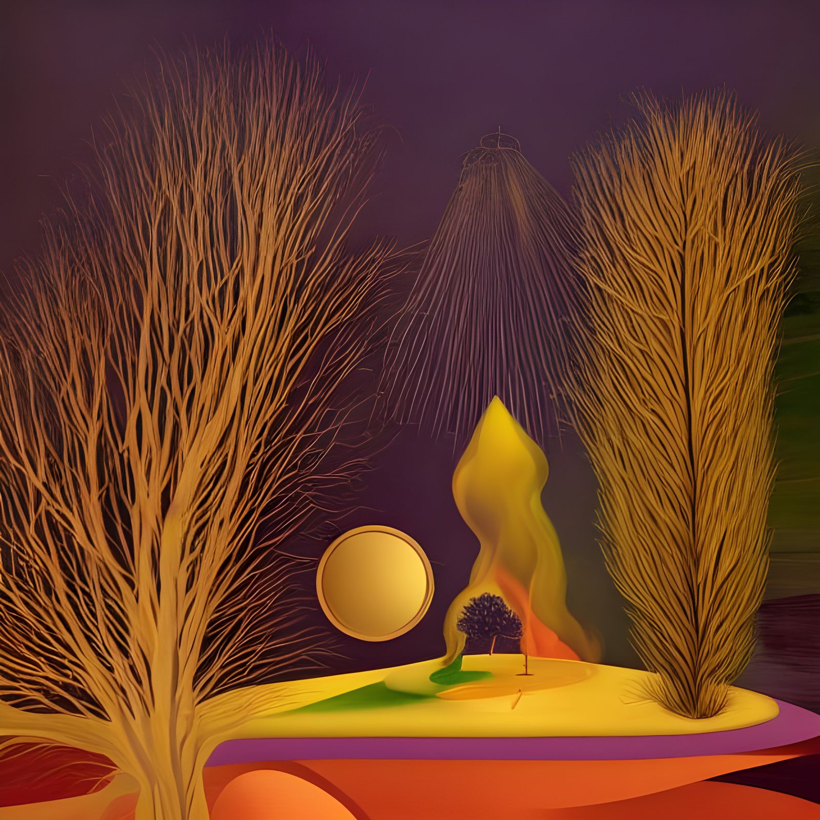 Biopunk Summer Pond in Surreal Style