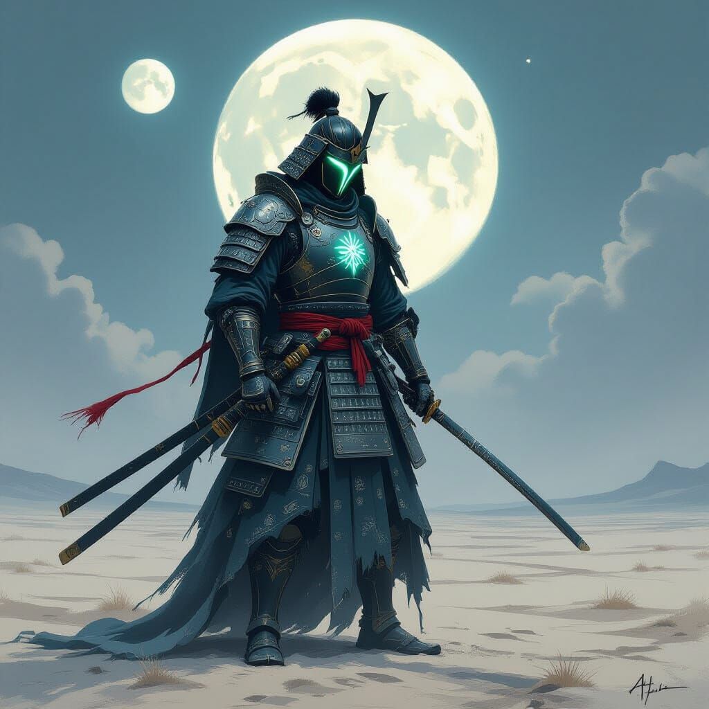 Spectral Samurai on Alien Plain Under Twin Moons