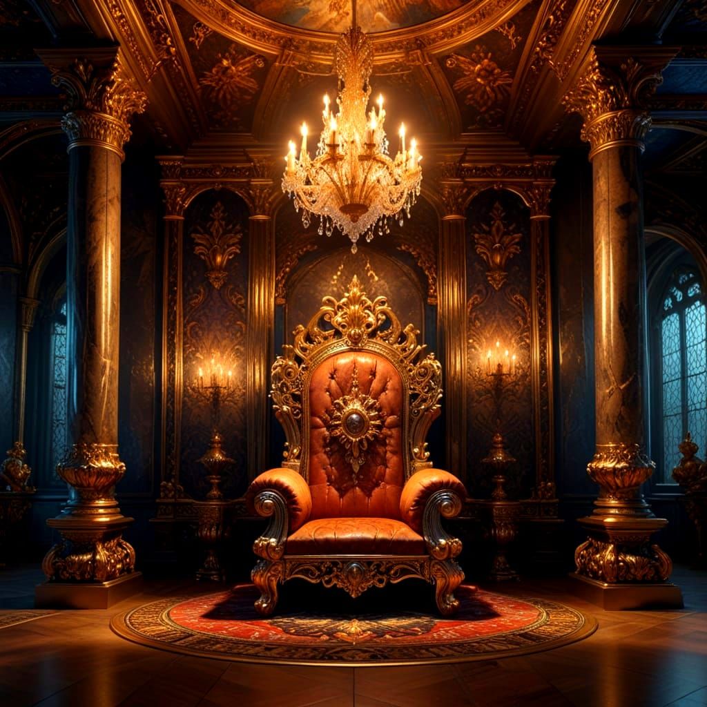 Glowing Throne in Cinematic Oil Painting Style