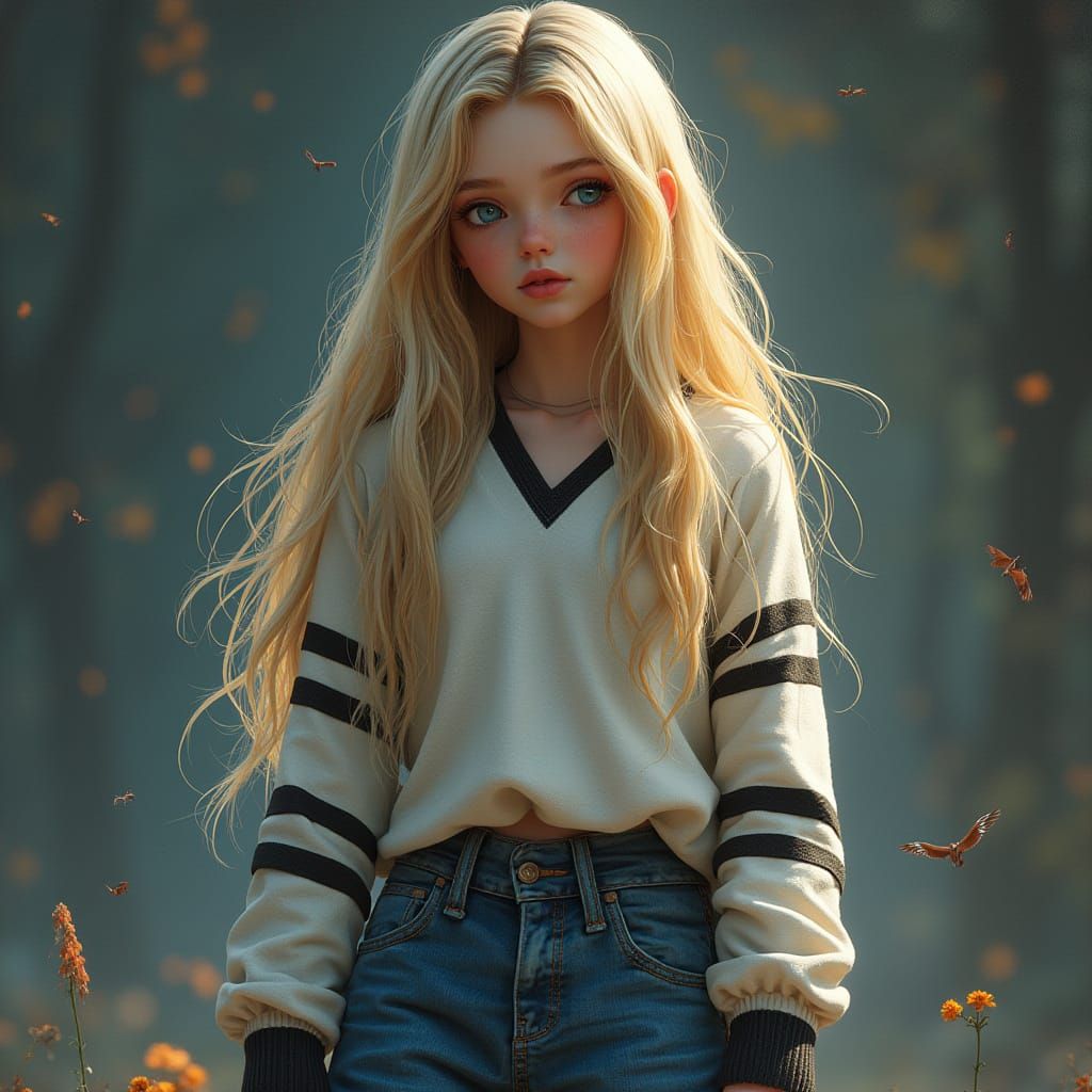 Mysterious Young Woman in Dark Fantasy Aesthetic