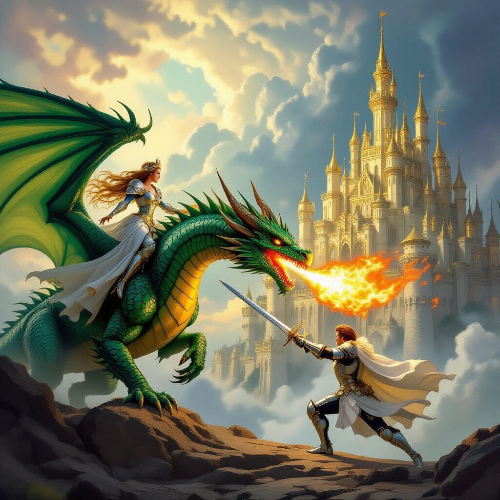 Princess Rides Dragon While Prince Battles Beast at Golden C...