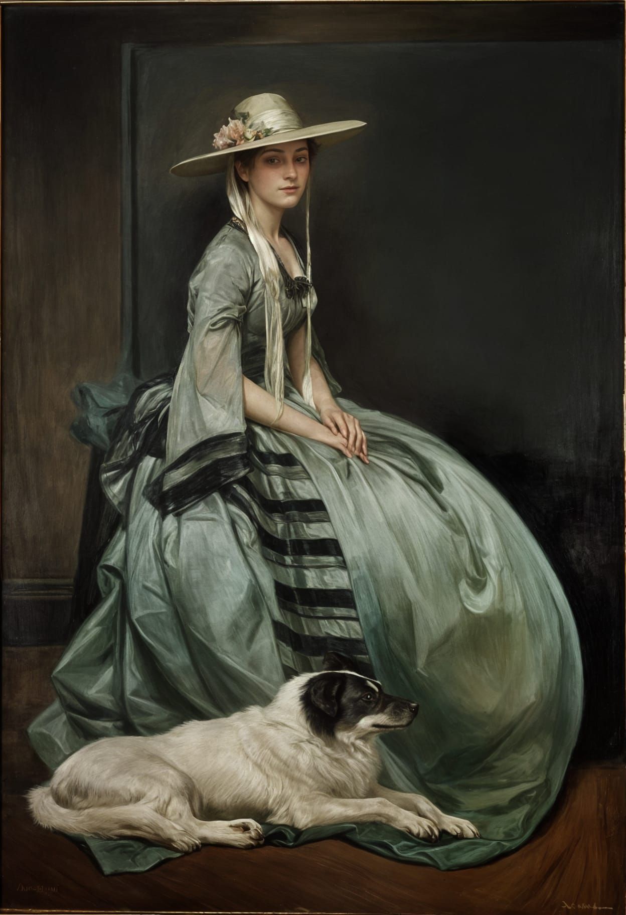 Elegant Lady in Contemplation, American Art Nouveau Style