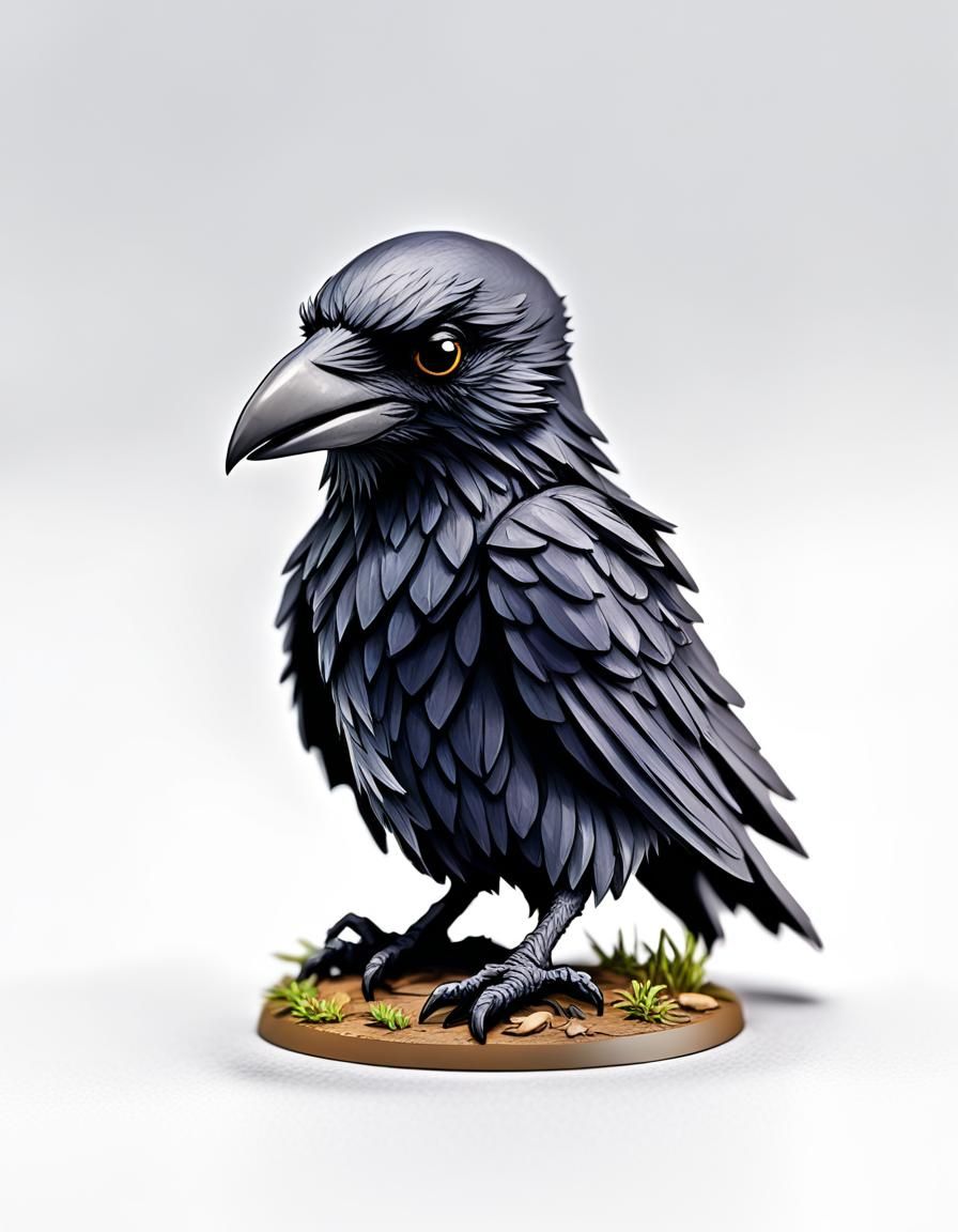 Chibi Kenku Crow Miniature for D&D Game