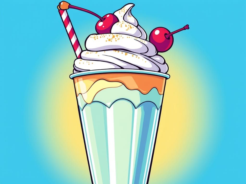Vibrant Pop Art Milkshake in Bold Lines and Bright Colors