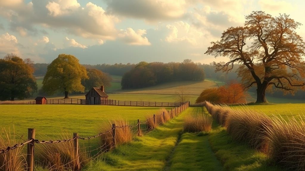 Autumnal Countryside Scene in Romantic Style