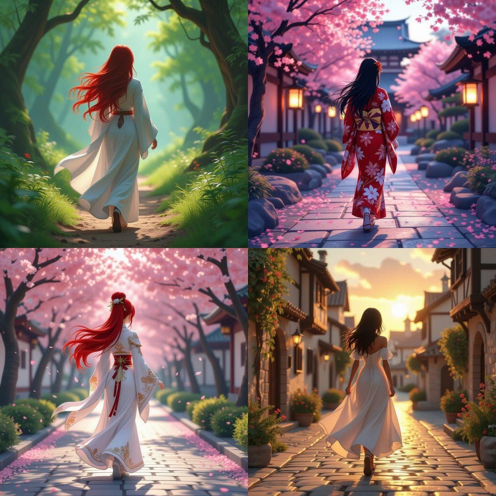 Anime Style Lady Walking Away in Detailed 3D Art