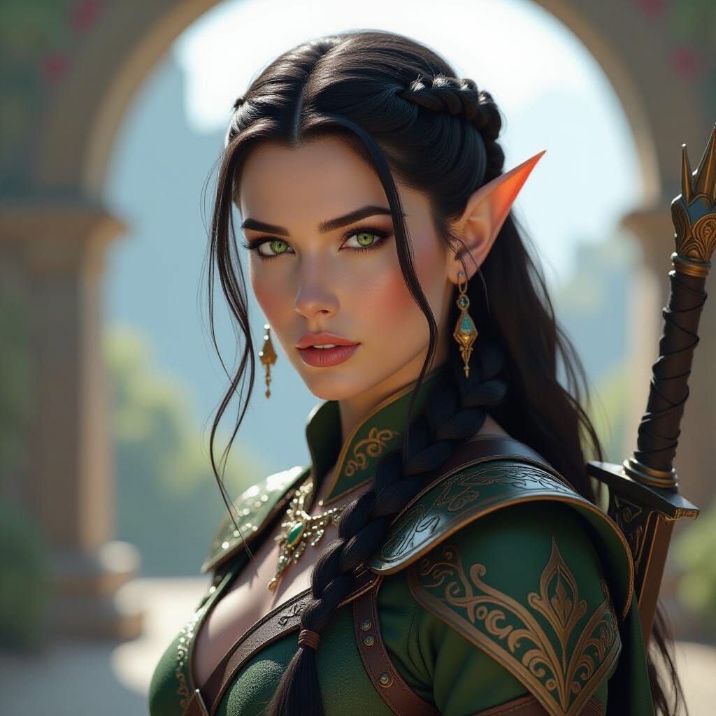 Elven Warrior Ready for Battle in Cinematic Style
