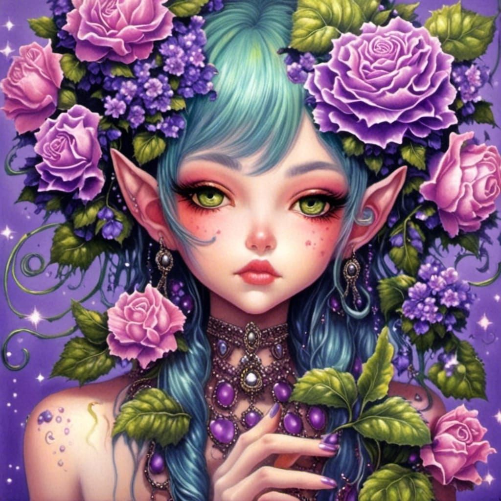 Fairycore Fantasy with Flowers and Knitting