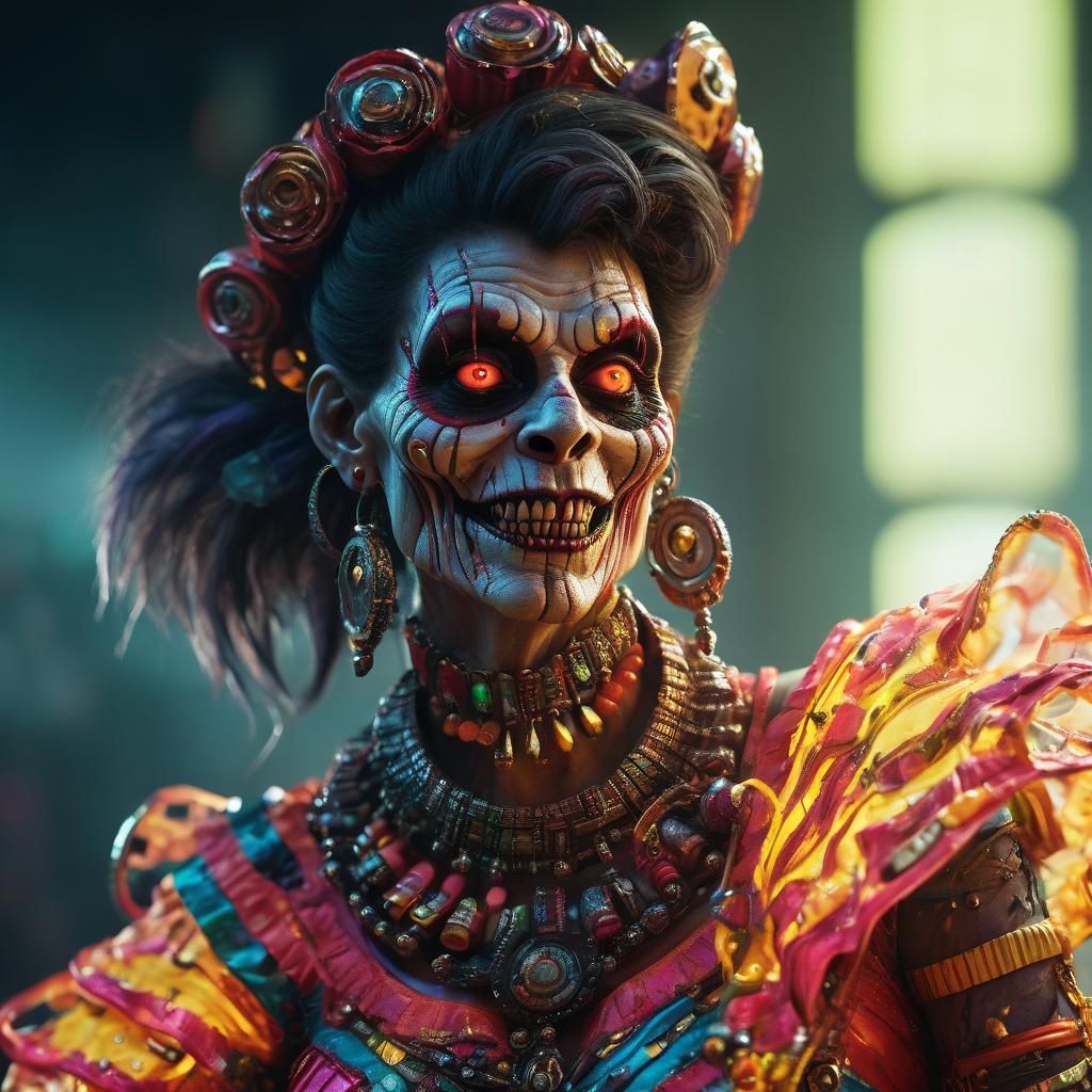 Sci-Fi Zombie Clown Portrait in Greg Rutkowski Style