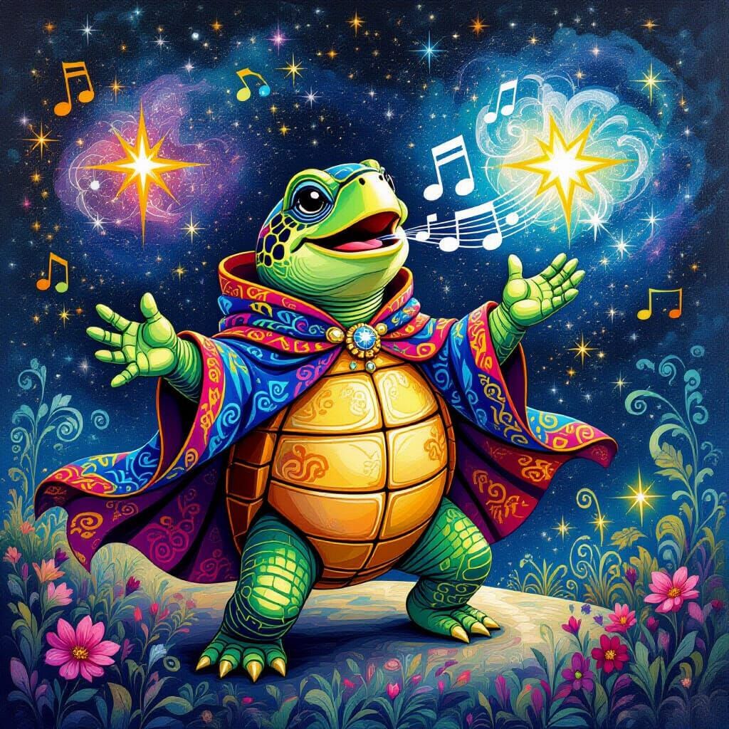 Singing Turtle Dances into Cosmic Galaxy