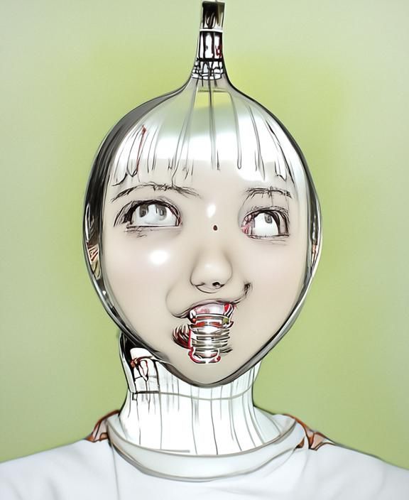 Grotesque Light Bulb Girl in Eroguro Manga Style
