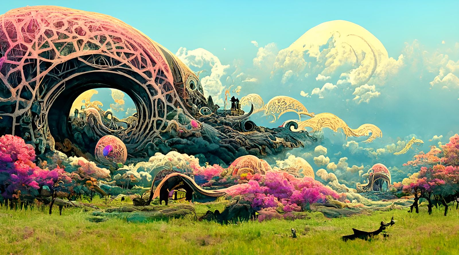 Psychedelic Fantasy Dreamscape with Magic Portals