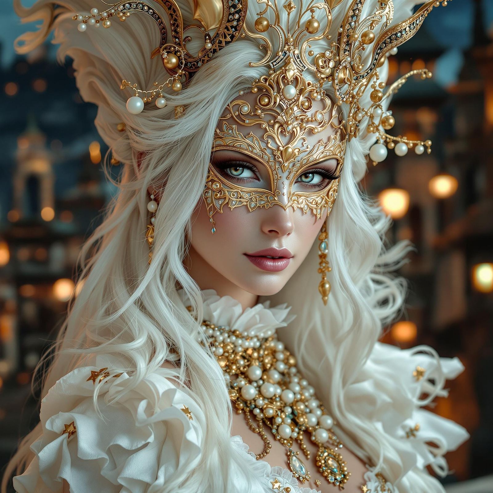Stunning Masquerade Portrait in Photorealistic Style
