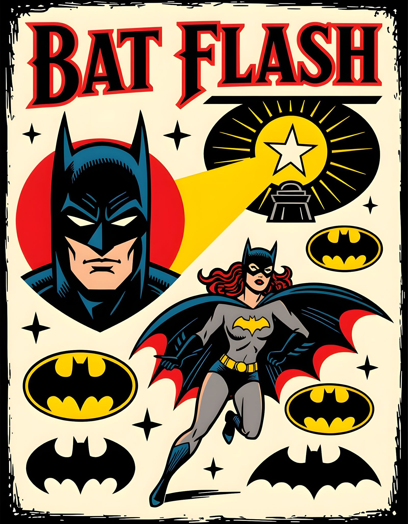 Batman Tattoo Flash Sheet in Traditional Style