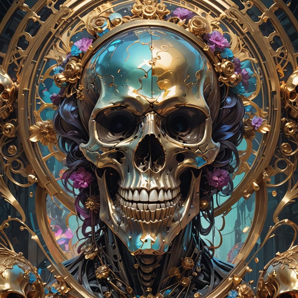 Hyperdetailed Skull Reflection in Dynamic Lighting