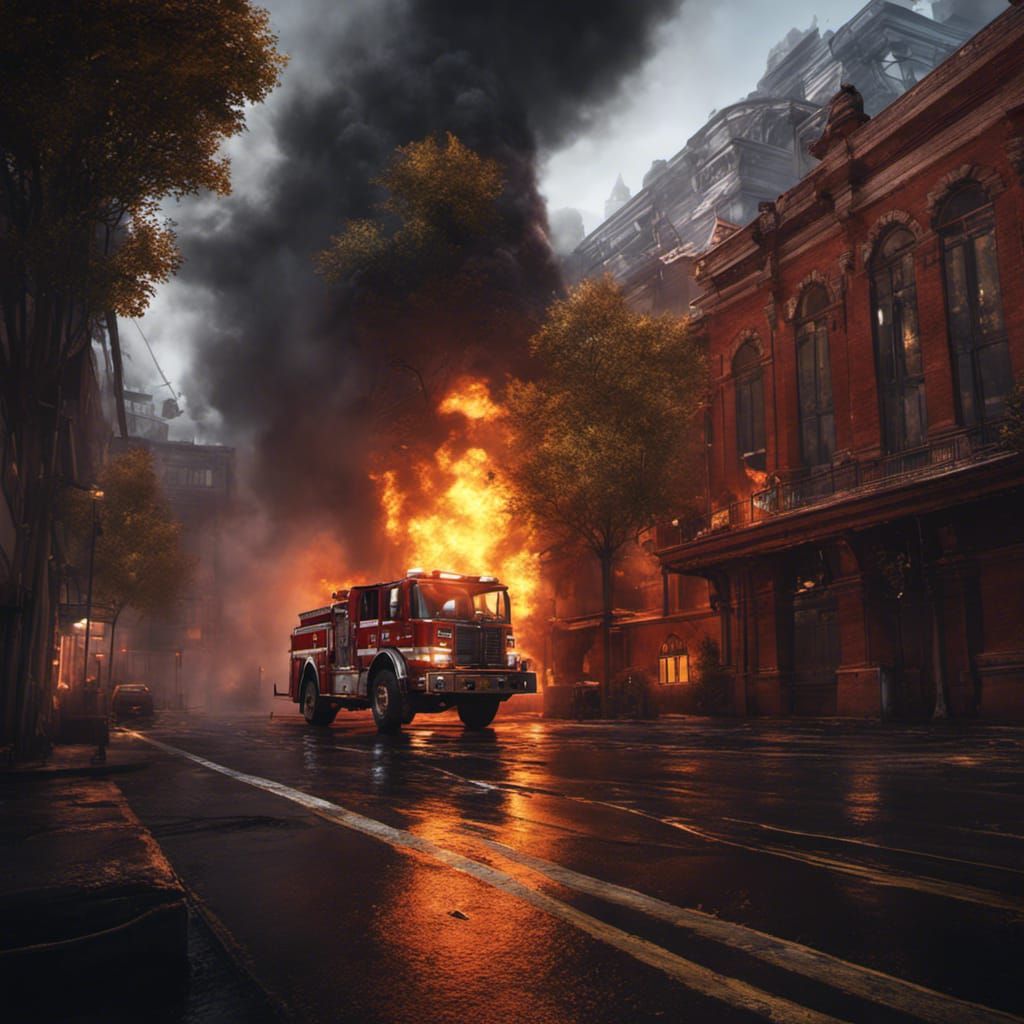 Dynamic Firefighter Concept Art in 8k Resolution