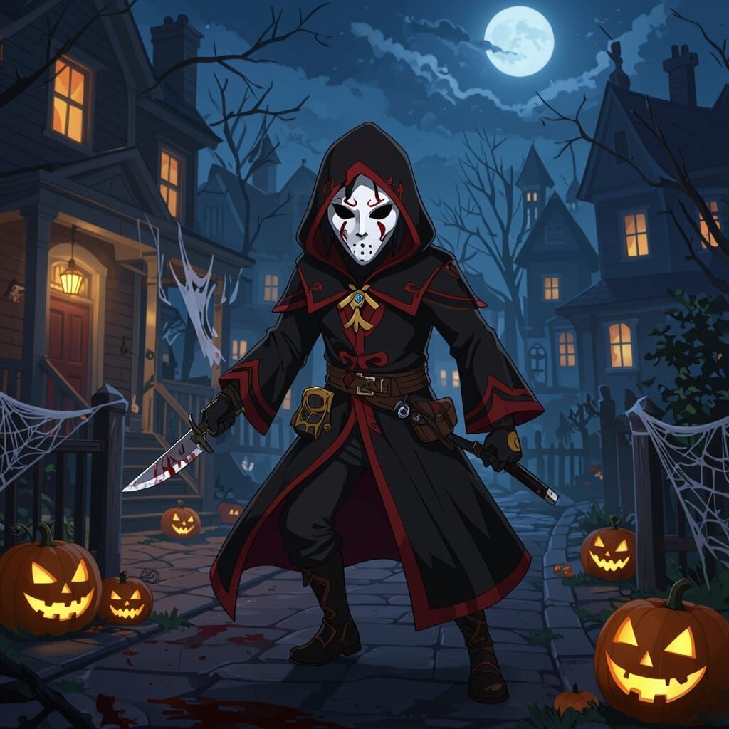 Dottore Reimagined as Scream Killer in Anime Style