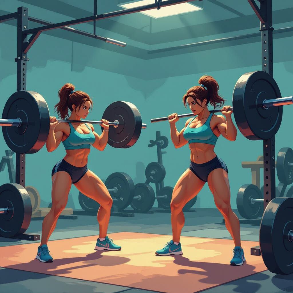 Powerful Women Weightlifters in Dynamic Gym Scene