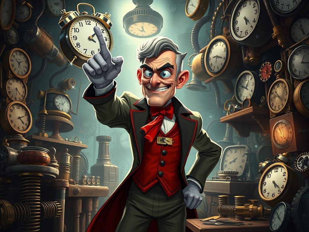 Dr. Chronos Manipulates Time in Photorealistic Style