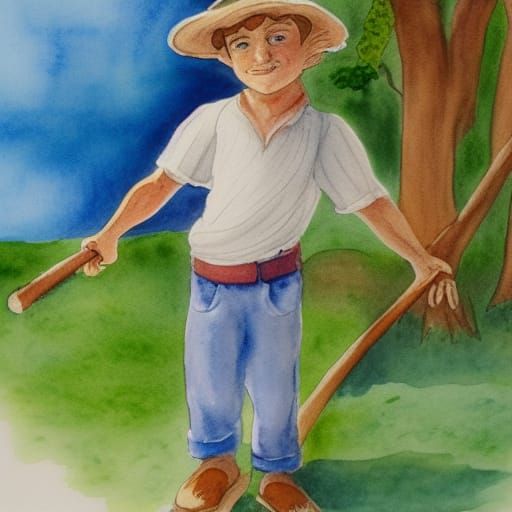 Tom Sawyer in Watercolor Style