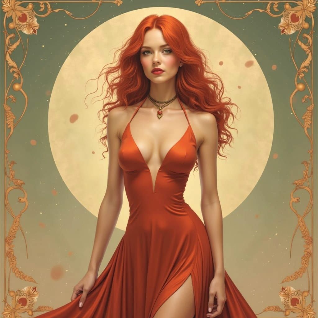 Redhead in Sensual Attire: AI Generated Image