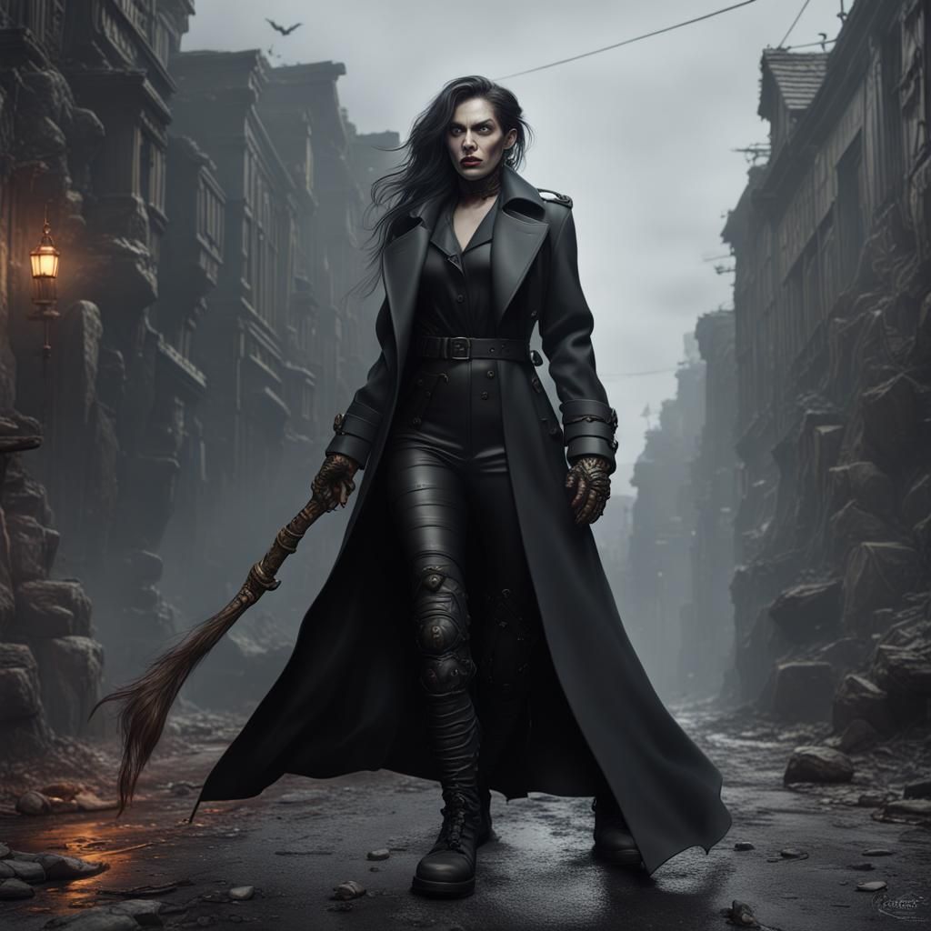 Gothic Orc Woman in Detailed Matte Painting